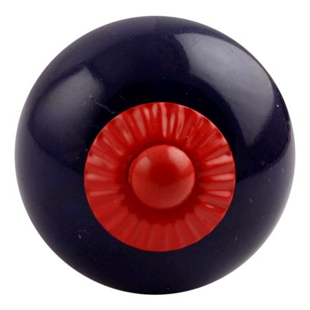 Navy Blue Round Red Fitting Ceramic Knob